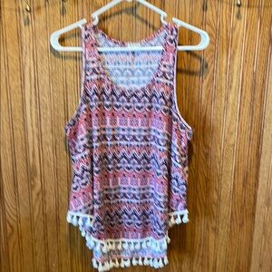 Eyeshadow Fringe Pattern Boho Tank Top